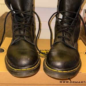Dr. Martens Black Boots with Yellow Stitching
